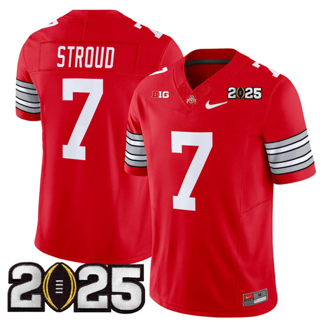 Men Ohio State Buckeyes #7 C.J. Stroud Red 2025 CFP Final Patch F.U.S.E. Vapor Limited Stitched NCAA Jersey->ncaa teams->NCAA Jersey